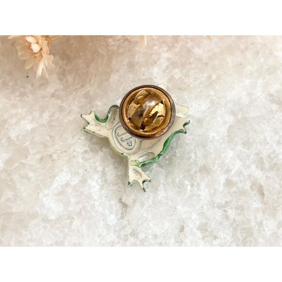 JJ Signed Frog Shaped Figural Enameled Vintage Cute Jewelry Brooch | Lapel Pin - Picture 2 of 15